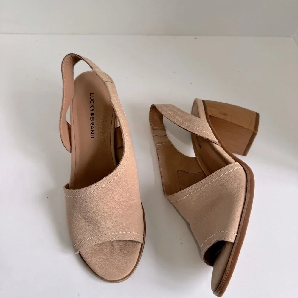 Lucky Brand Xilna Leather Slingback Heels Brown Womens Size 8 - Picture 5 of 14